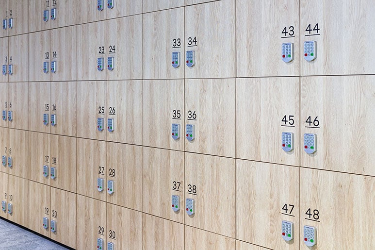 Custom wooden Lockers in Commercial Real Estate